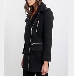 ZARA Moto Style Wool Blend Coat